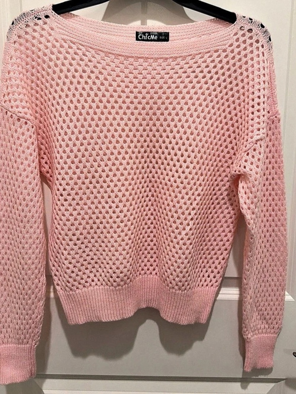 ChicMe Open Knit Sweater in Pink Large Like New